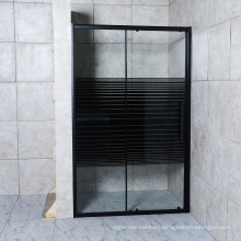 Simple Black Line Tempered Glass Shower Screen with Aluminum Frame